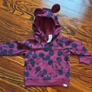 NWT Disney MMickey Mouse Hoodie with Ear Hood - 12-18 months